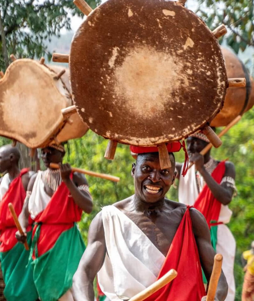 Burundi royal drummers at gashora sanctuary